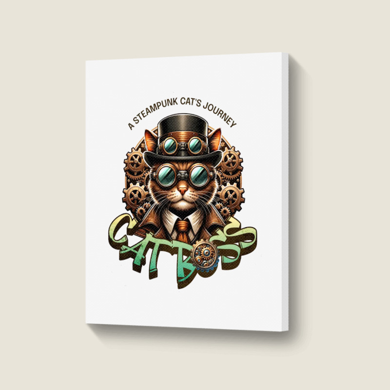 Cat Boss, A Steampunk Cat's Journey Portrait Canvas Print | Artistshot