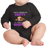 Funny Sloth Mostly Running On Empty Fibromyalgia Warrior Long Sleeve Baby Bodysuit | Artistshot