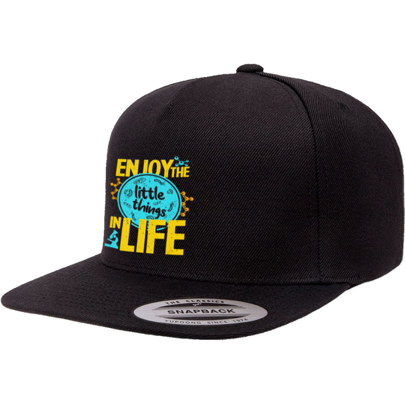 Biology Little Things In Life Biologist Microscope 5 Panel Snapback Cap | Artistshot