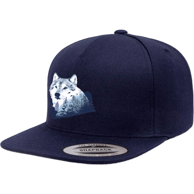 Wolf Forest 5 panel snapback cap by cm-arts | Artistshot