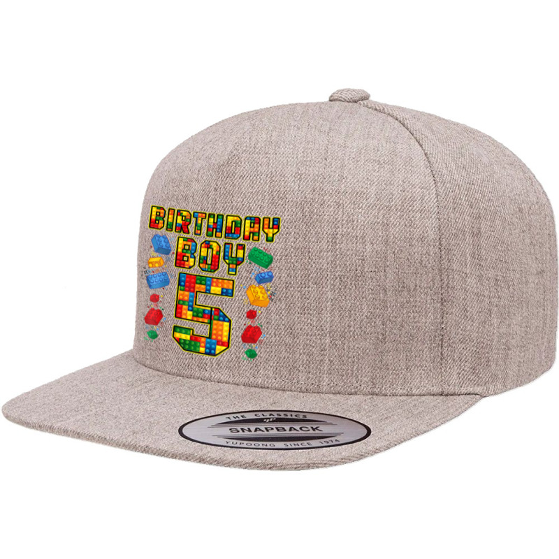 5th Birthday Master Builder 5 Years Old Block Building Boys 5 panel snapback cap by Carnations | Artistshot