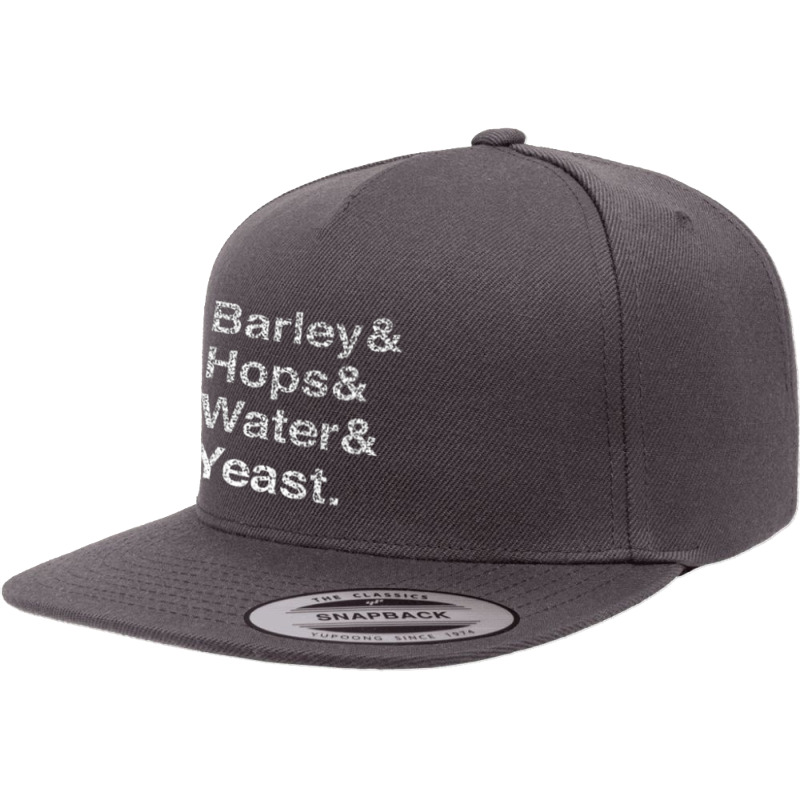 Barley Hops Water Yeast, Barley, Hops, Water, Yeast, Barley Hops Water 5 Panel Snapback Cap | Artistshot