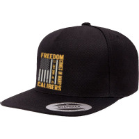 Freedom Comes In Many Calibers Funny Pro Gun Usa Flag 5 Panel Snapback Cap | Artistshot