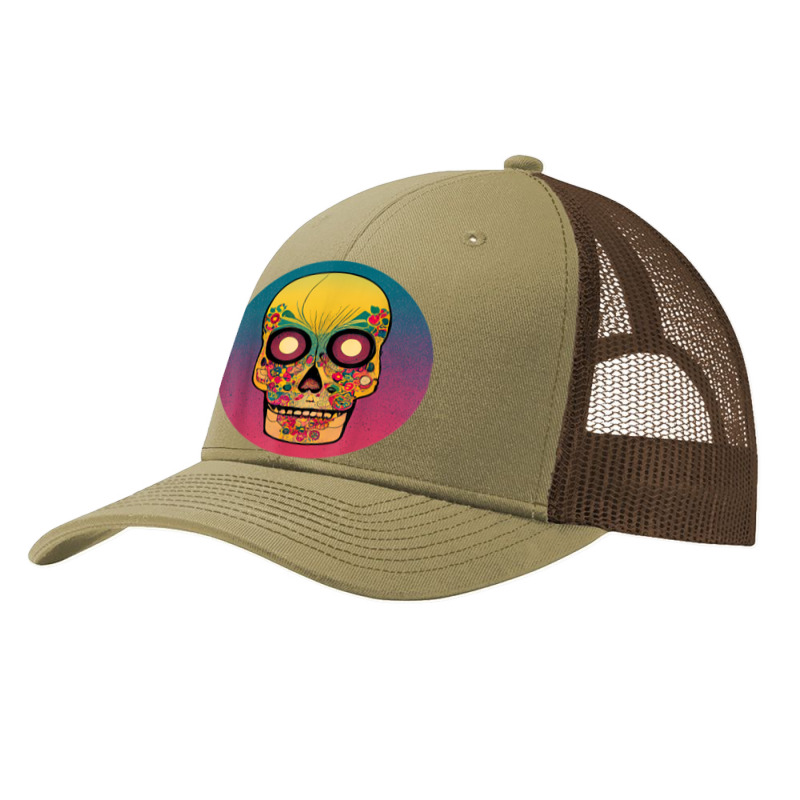 Vintage Sugar Skull Hand Illustration Calavera Pa Trucker Cap by Silk | Artistshot