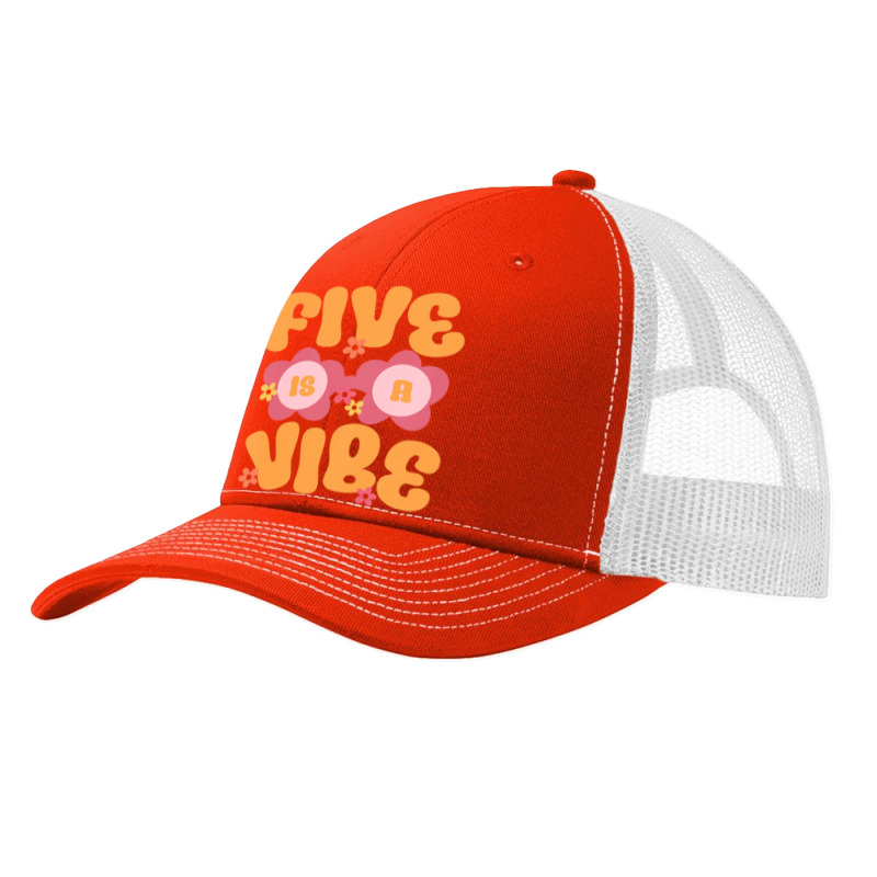 Kids Five Is A Vibe Groovy 5th Birthday Theme Fifth Bday Flower Pa Trucker Cap | Artistshot