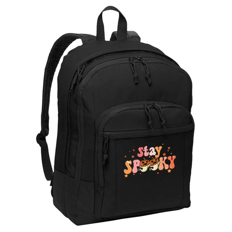 Stay Spooky T  Shirt Funny Halloween Costume Cute Ghost Pumpkin Stay S Basic Backpack | Artistshot