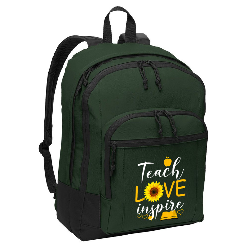 Teacher T  Shirt Teach Love And Inspire Shirt   Teacher Sunflower T  S Basic Backpack | Artistshot