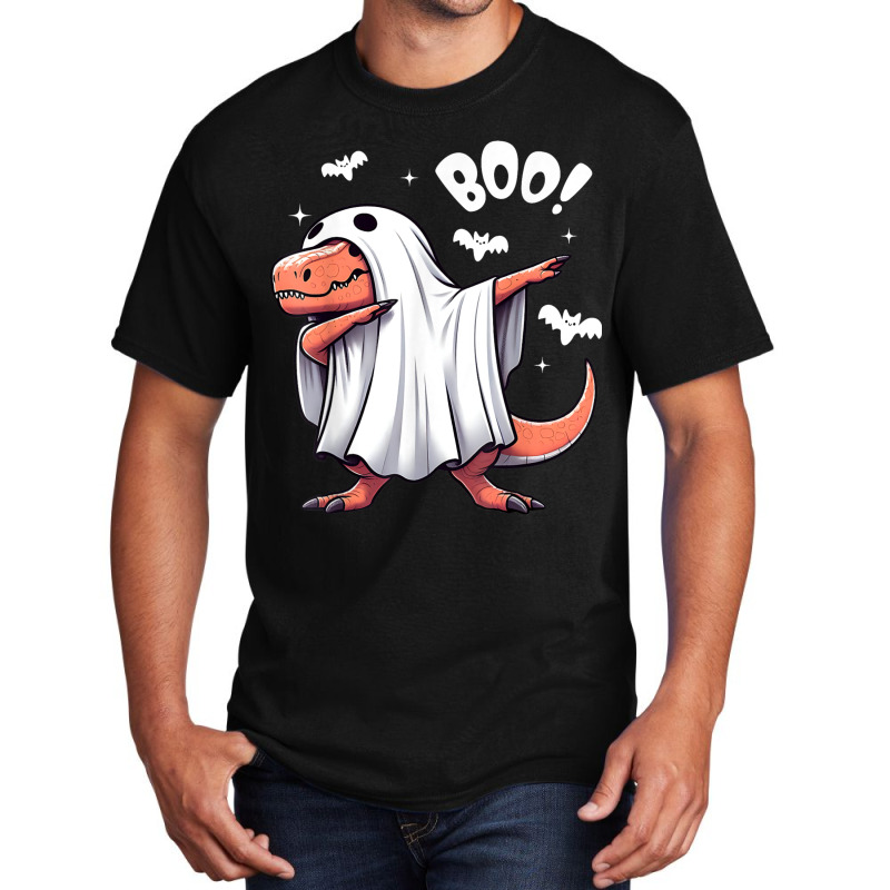 Funny Dabbing Dinosaur Spooky Halloween Boo Basic T-shirt | Artistshot