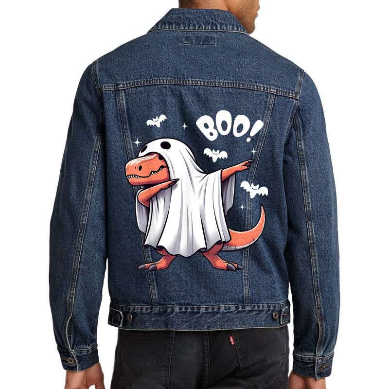 Funny Dabbing Dinosaur Spooky Halloween Boo Men Denim Jacket | Artistshot