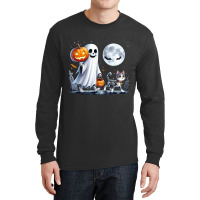 Halloween Ghost Cat Lovers Long Sleeve Shirts | Artistshot