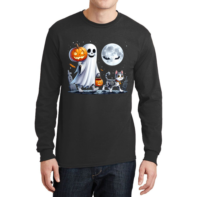 Halloween Ghost Cat Lovers Long Sleeve Shirts | Artistshot