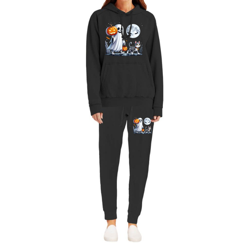 Halloween Ghost Cat Lovers Hoodie & Jogger Set | Artistshot