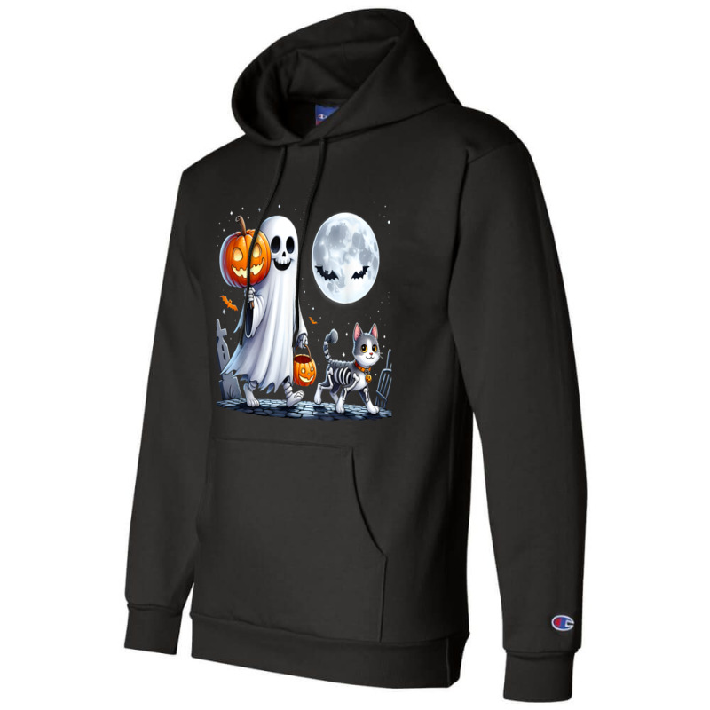 Halloween Ghost Cat Lovers Champion Hoodie | Artistshot