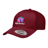 Large Rainbow With White Font Retro Trucker Cap | Artistshot