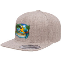 Blue And Gold Macaw Parrot Drinking Margaritas Vacation Bird T Shirt 5 Panel Snapback Cap | Artistshot