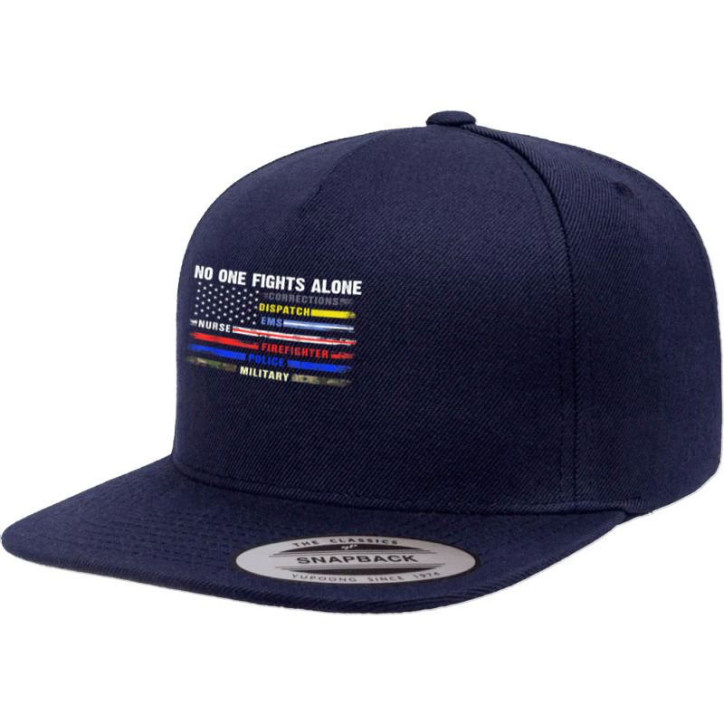 No-one Fight Alone First-responder Heroes Usa American Flag 5 panel snapback cap by ToraHernton | Artistshot