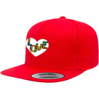 Valentines Day Love Heart Building Block Bricks Toys 5 Panel Snapback Cap | Artistshot