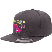 King Dinosaur Dance Happy My Birthday Roar I'm 31 Years Old 5 Panel Snapback Cap | Artistshot