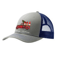 Three Gnomes In Red Truck With Merry Christmas Tree Pa Trucker Cap | Artistshot