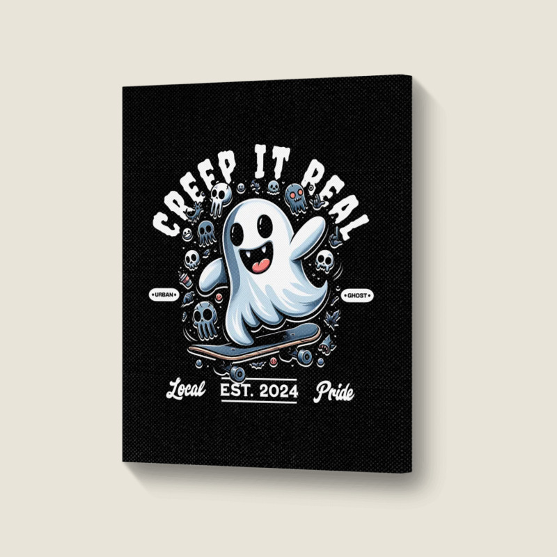 Creep It Real - Skateboard Ghost Portrait Canvas Print | Artistshot