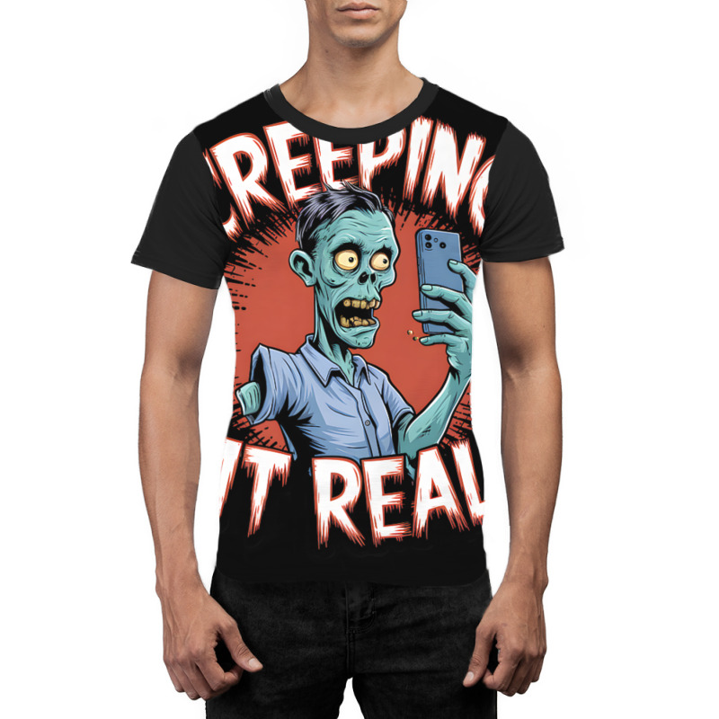 Creeping It Real Funny Zombie Selfie Design For Ha Graphic T-shirt | Artistshot