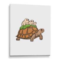 Tortoise Carrying Tardigrade Family On Flexfit Fit Metal Print Vertical | Artistshot