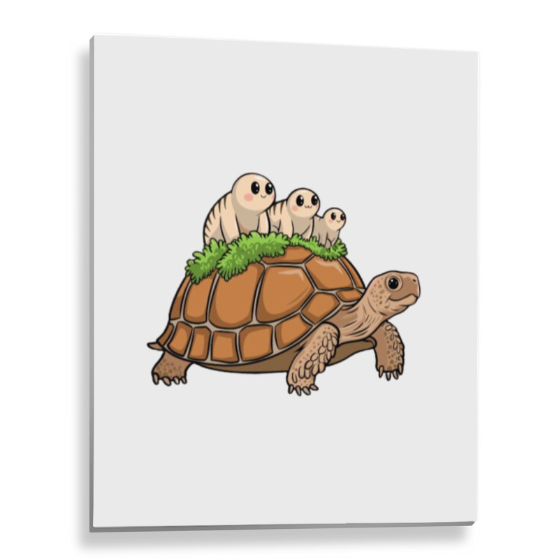 Tortoise Carrying Tardigrade Family On Flexfit Fit Metal Print Vertical | Artistshot