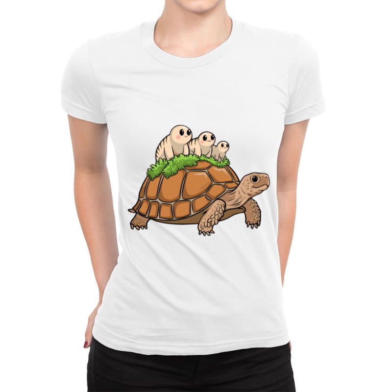 Tortoise Carrying Tardigrade Family On Flexfit Fit Ladies Fitted T-Shirt by Teresa Simmons | Artistshot