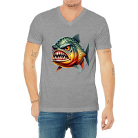 Fierce Piranha Attack V-neck Tee | Artistshot