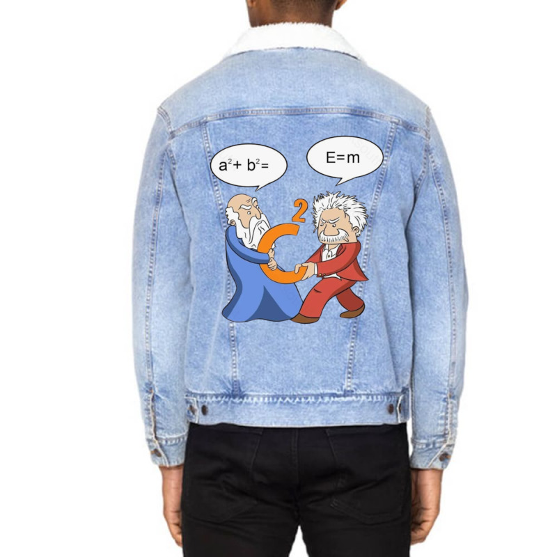 Geek Nerdy Pythagoras Vs Einstein Unisex Sherpa-lined Denim Jacket | Artistshot