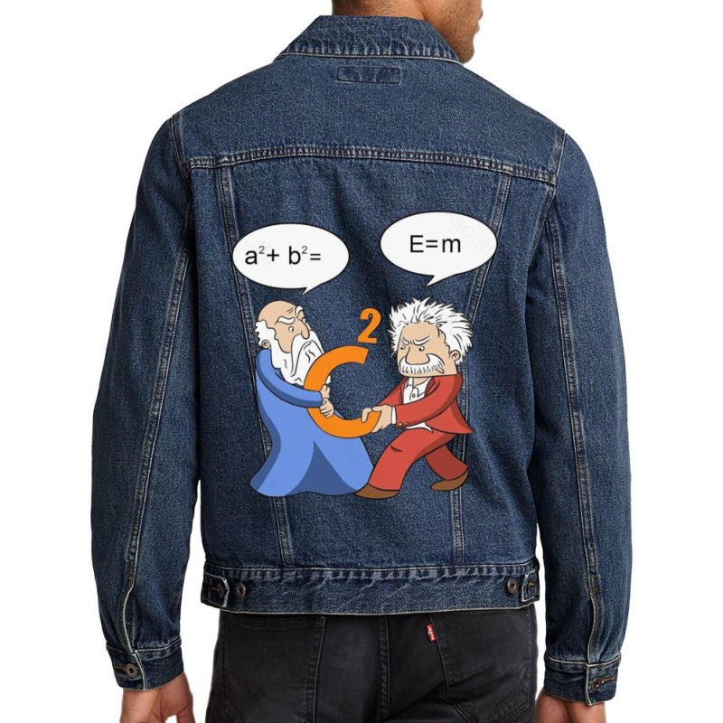 Geek Nerdy Pythagoras Vs Einstein Men Denim Jacket | Artistshot