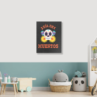 Dia De Muertos, Skull, Skeleton, Flowers Portrait Canvas Print | Artistshot