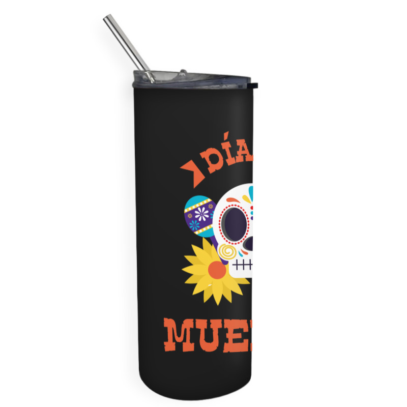 Dia De Muertos, Skull, Skeleton, Flowers Skinny Tumbler | Artistshot