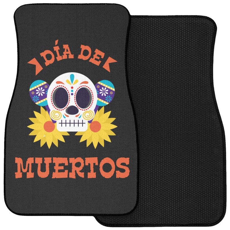 Dia De Muertos, Skull, Skeleton, Flowers Front Car Mat | Artistshot