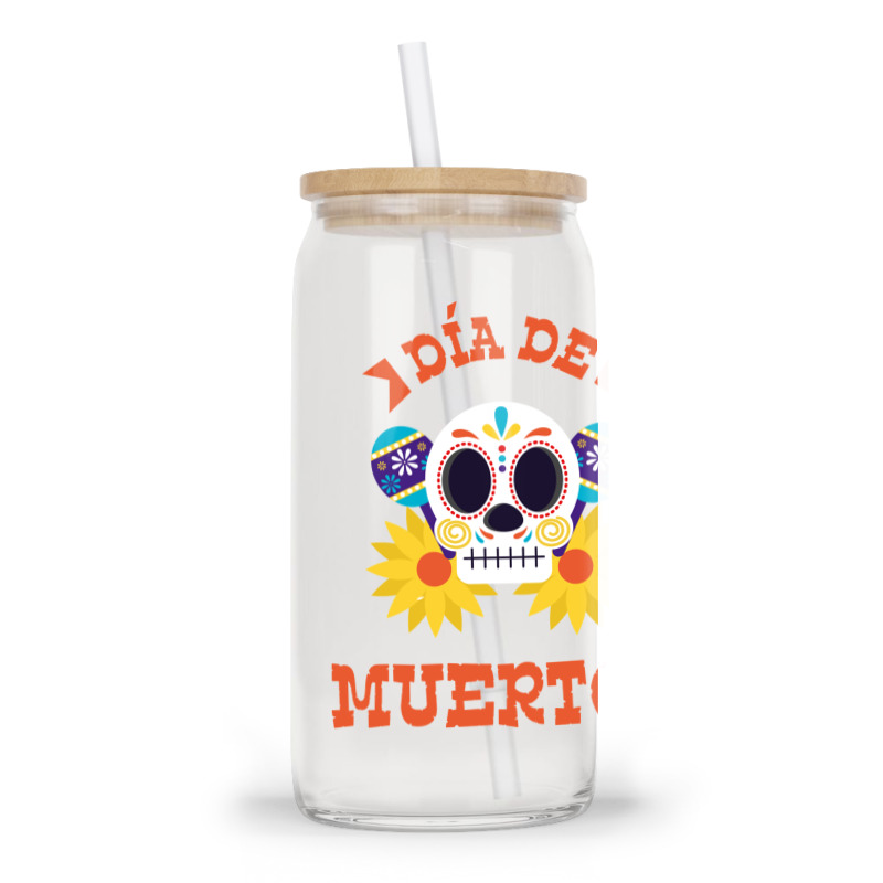 Dia De Muertos, Skull, Skeleton, Flowers Glass Tumbler | Artistshot