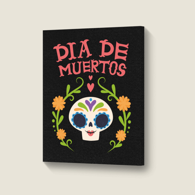 Dia De Muertos, Skull, Skulls, Skeleton, Flowers Portrait Canvas Print | Artistshot