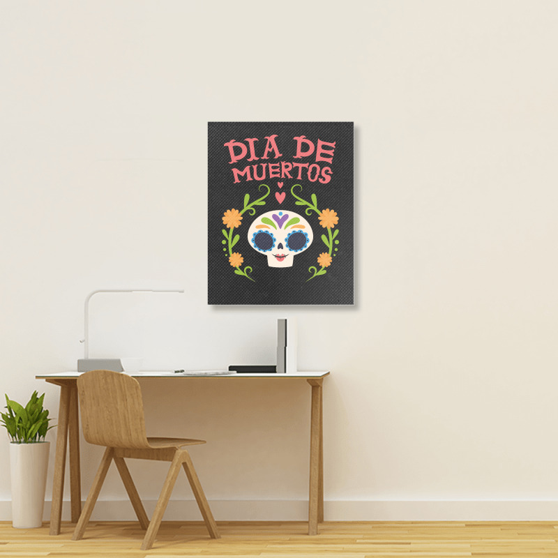 Dia De Muertos, Skull, Skulls, Skeleton, Flowers Portrait Canvas Print | Artistshot