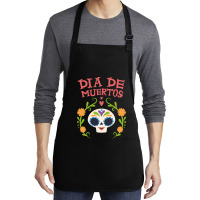 Dia De Muertos, Skull, Skulls, Skeleton, Flowers Medium-length Apron | Artistshot