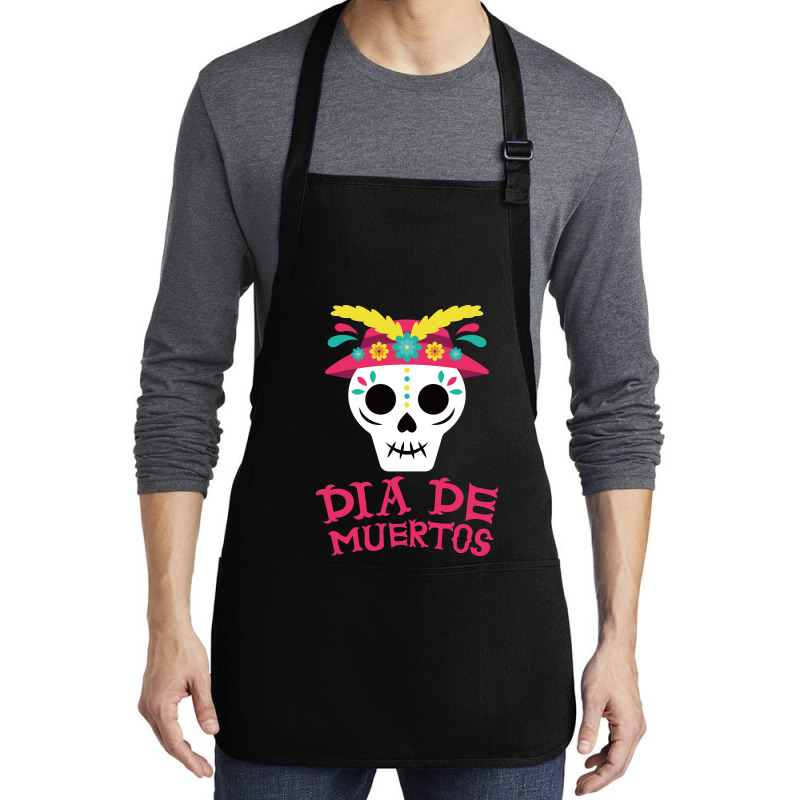 Dia De Muertos, Skull, Skulls, Skeleton Medium-length Apron | Artistshot