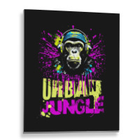 Urban Jungle Monkey In Headphones Street Art Metal Print Vertical | Artistshot