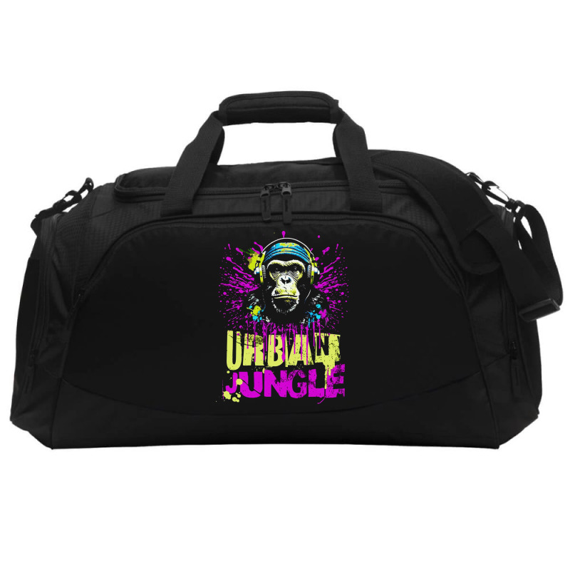 Urban Jungle Monkey In Headphones Street Art Active Duffel | Artistshot