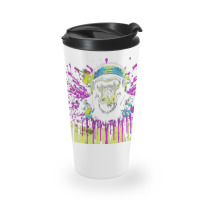 Urban Jungle Monkey In Headphones Street Art Travel Mug | Artistshot