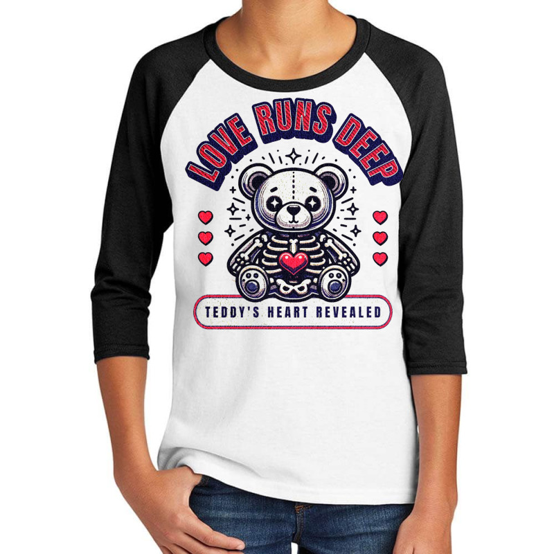 Teddy Bear X-ray Skeleton Heart Love Funny Cool Qu Youth 3/4 Sleeve | Artistshot