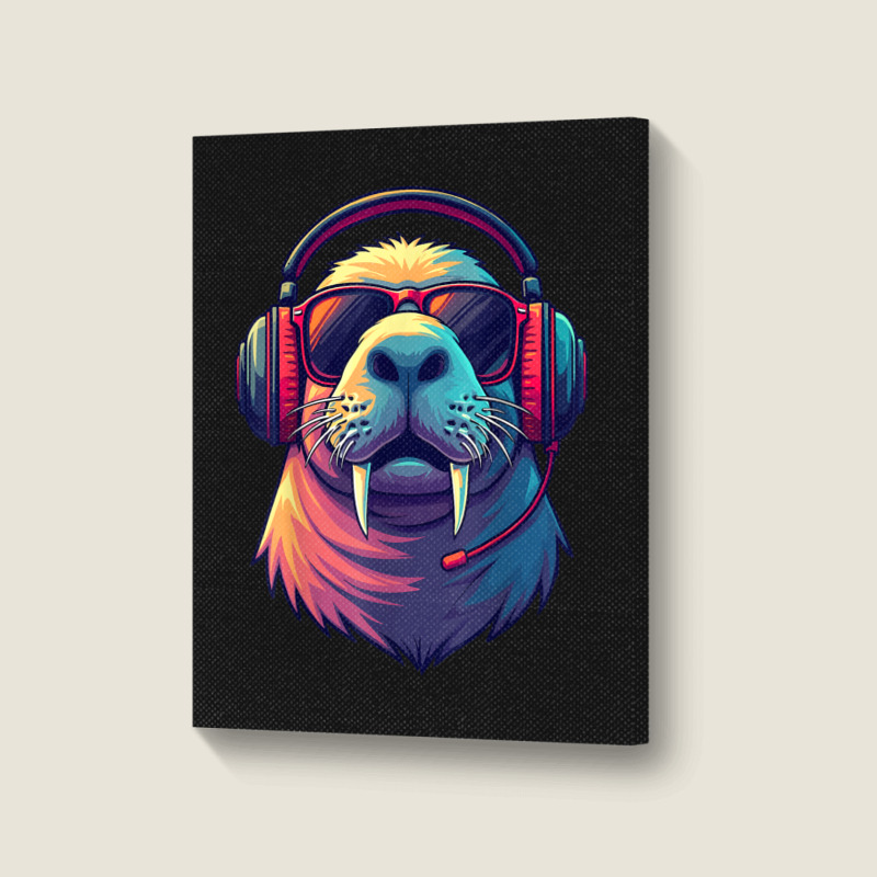 Dj Manatee Portrait Canvas Print | Artistshot