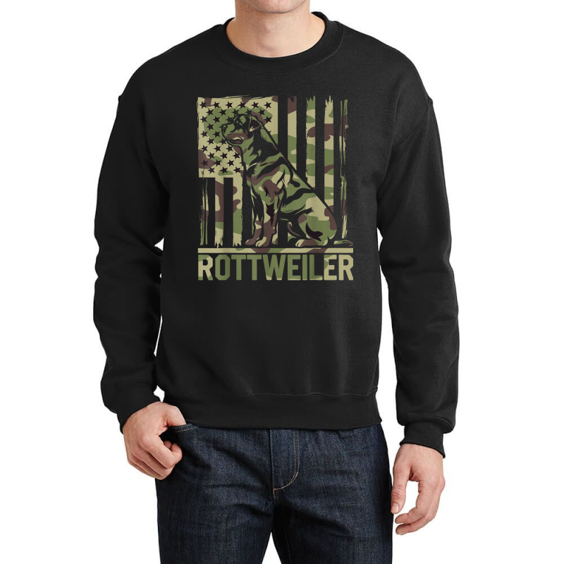 Rottweiler   Usa American Flag Camouflage Dog Owne Crewneck Sweatshirt | Artistshot