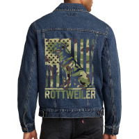 Rottweiler   Usa American Flag Camouflage Dog Owne Men Denim Jacket | Artistshot