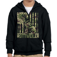 Rottweiler   Usa American Flag Camouflage Dog Owne Youth Zipper Hoodie | Artistshot