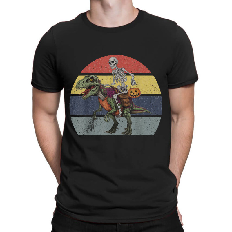 Skeleton Riding Mummy Dinosaur Halloween T-shirt | Artistshot