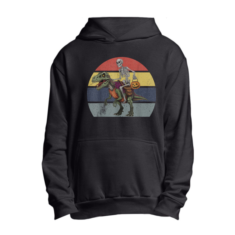 Skeleton Riding Mummy Dinosaur Halloween Urban Pullover Hoodie | Artistshot