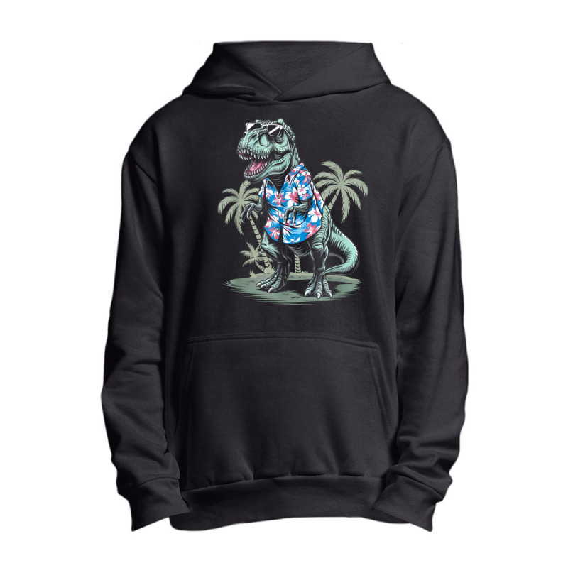 T-rex On Vacation Funny Dino Lover Island Urban Pullover Hoodie | Artistshot